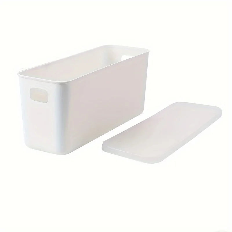 Rectangular Plastic Storage Basket with Cover, Ideal for Tidying Underwear and Small Clothing Items in Drawers