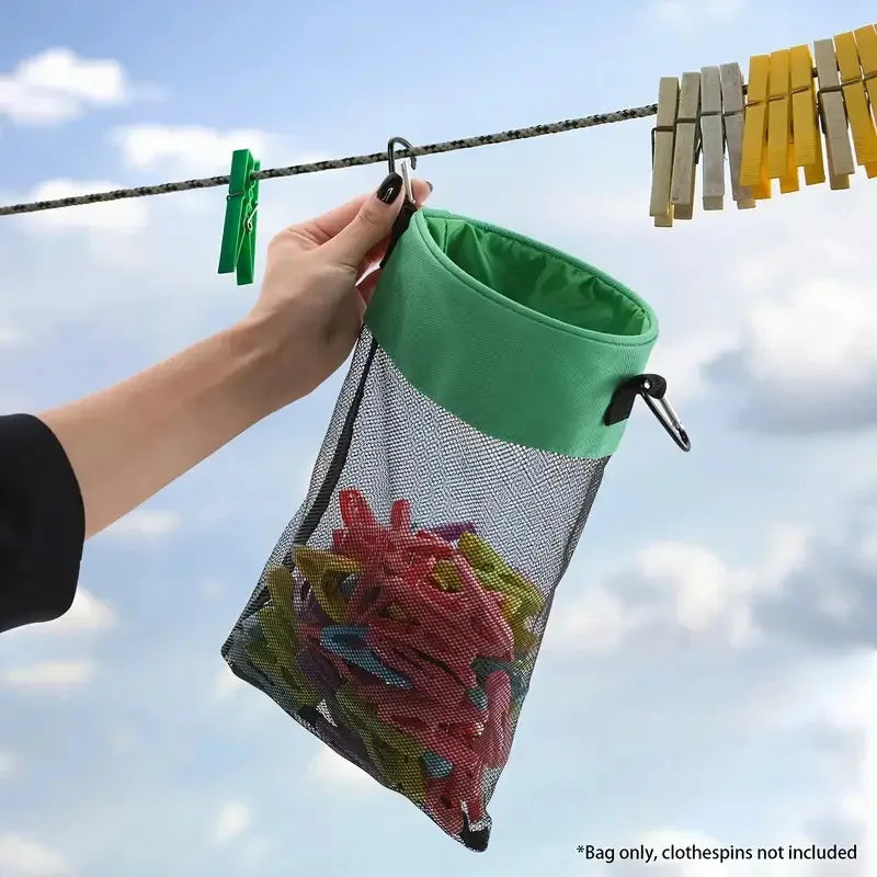 Clothespin Storage Bag Hanging Grid Clothespin Storage Bag Outdoor Drawstring Clothespin Organization Bag Household Supplies