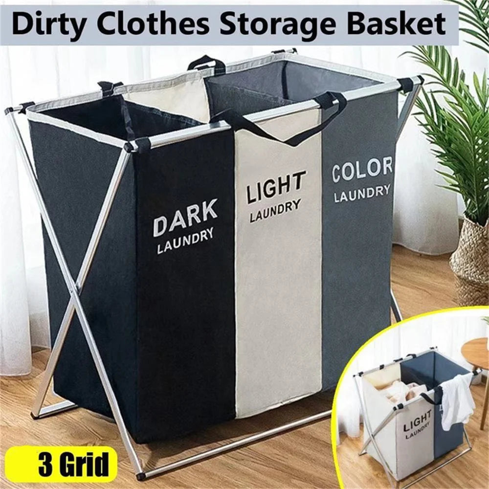 1-3Grids Laundry Basket Foldable