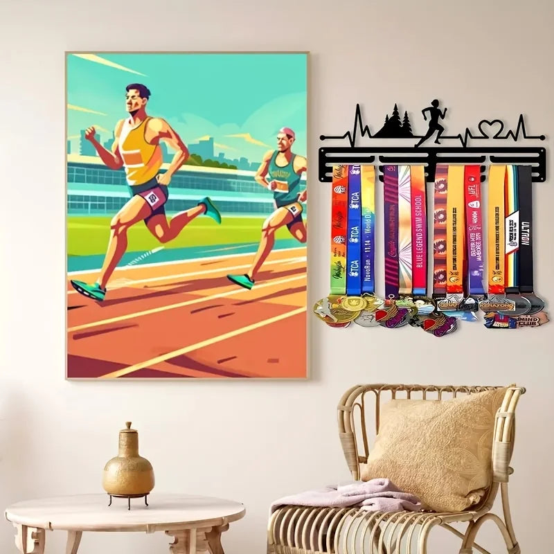 1pc Bohemian Style Metal Medal Hanging Rack, Marathon Runner Display for Medals & Hats, Home Decor for Living Room, Kitchen, Of