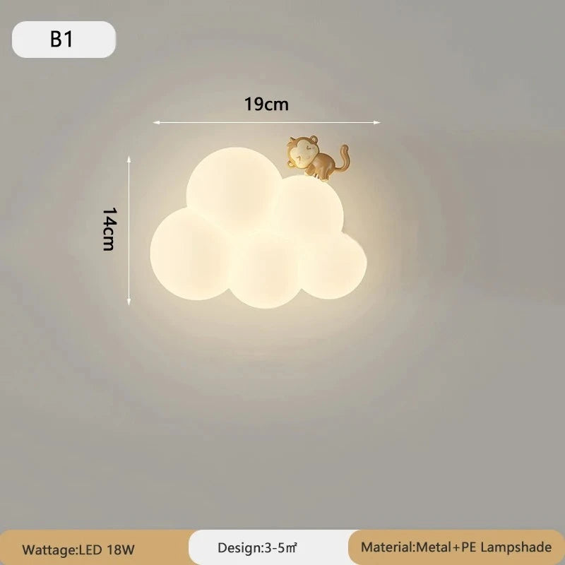 JIANKEXING New Cloud Wall Lamps Cream Style Cartoon Bedroom Bedhead Eye Protection Study Children's Room Warm Lighting Fixtures