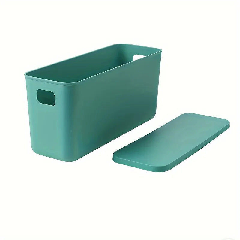 Rectangular Plastic Storage Basket with Cover, Ideal for Tidying Underwear and Small Clothing Items in Drawers