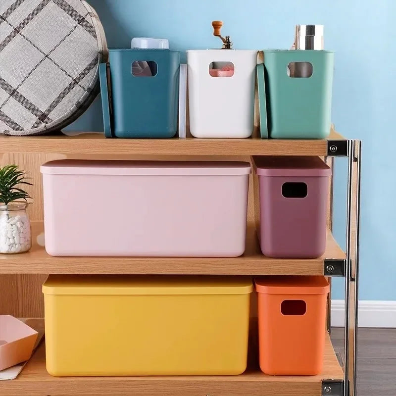 Rectangular Plastic Storage Basket with Cover, Ideal for Tidying Underwear and Small Clothing Items in Drawers