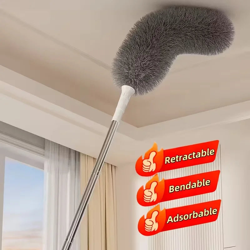 One Piece of a Flexible Handle Microfiber Dust Cleaning Brush, a Retractable Spider Web Sweeper, And a Feather Duster Designed F