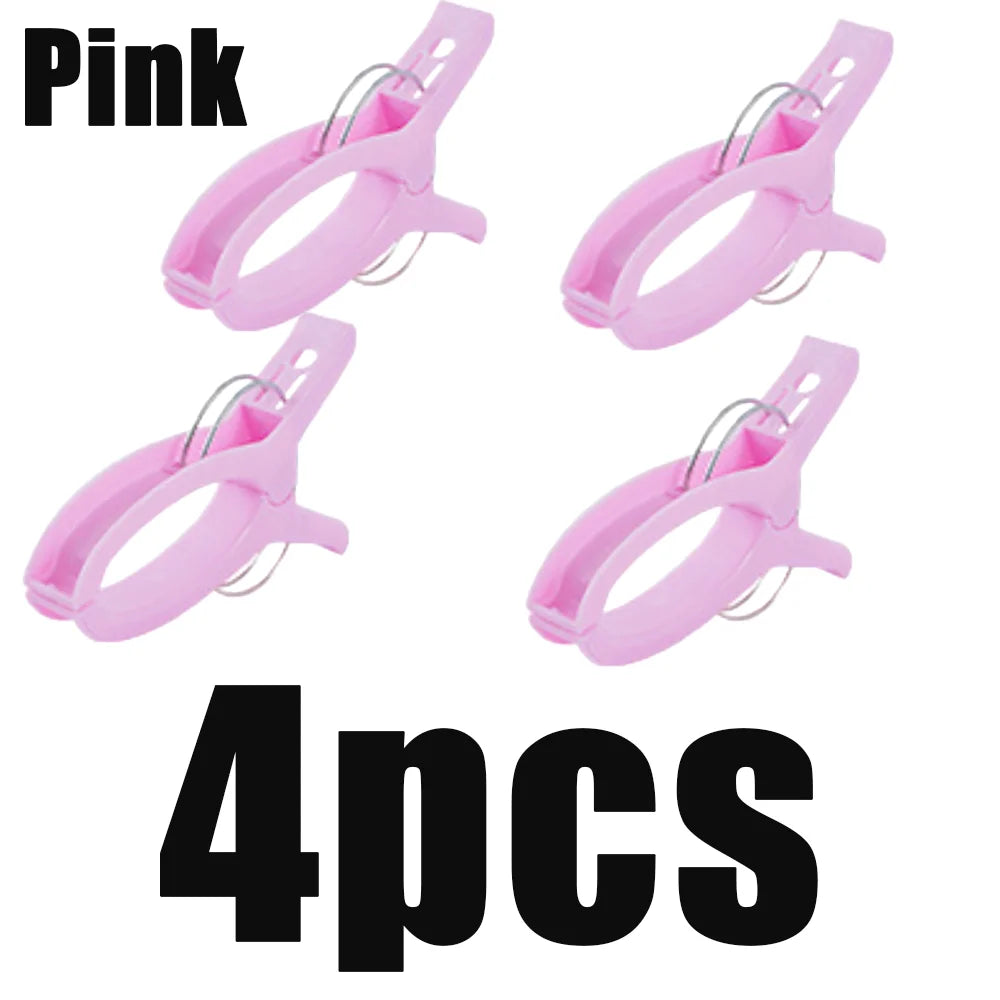 1-4Pcs Large Beach Towel Clips Plastic Reusable Non-Slip Fixed Laundry Sunbed Lounger Clothes Pegs Home Bathroom Organization