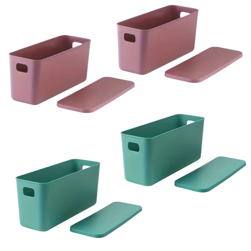 Rectangular Plastic Storage Basket with Cover, Ideal for Tidying Underwear and Small Clothing Items in Drawers