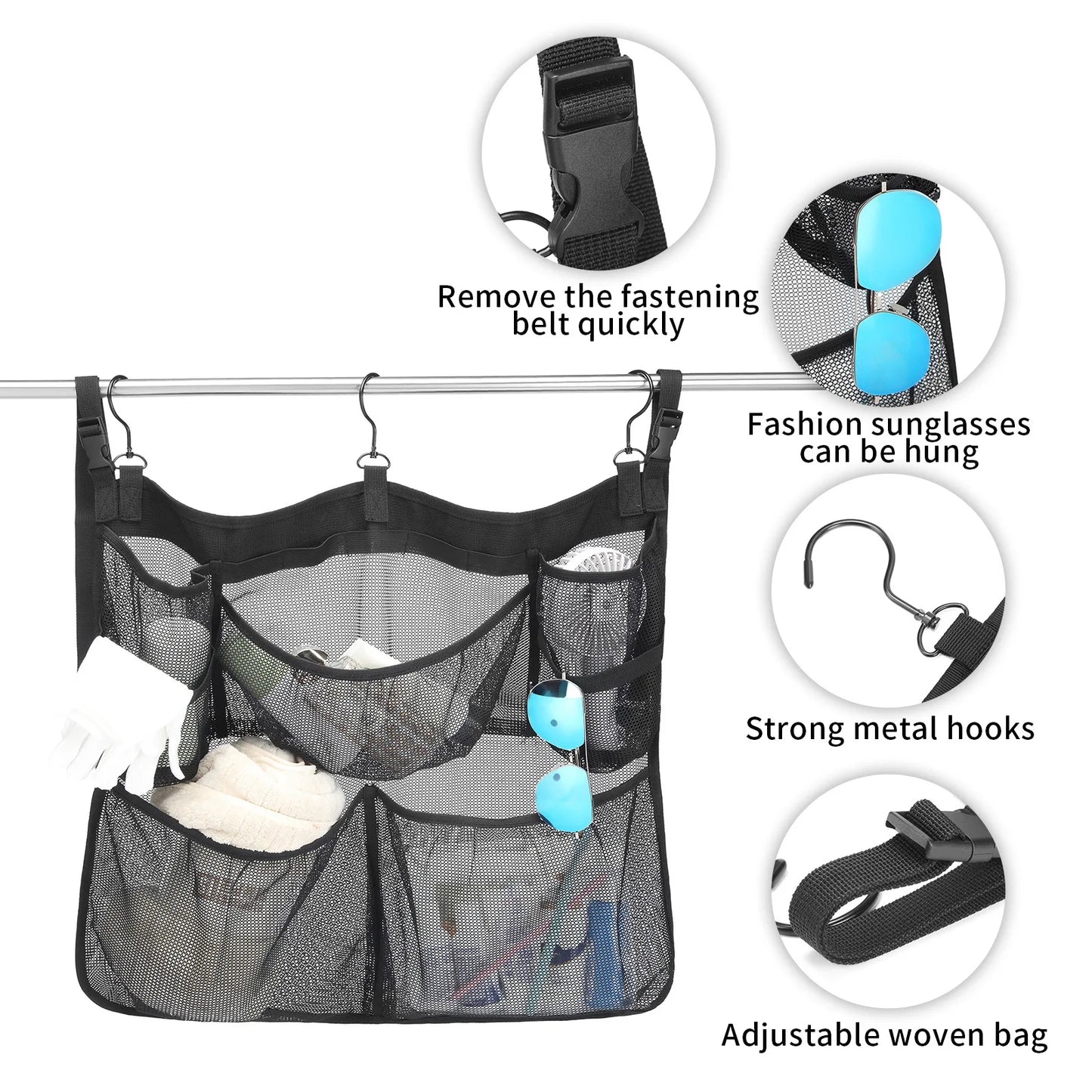 Summer Hot Selling Multifunctional Outdoor Swimming Pool Hook Storage Bag Toy Storage Bag Extra Large Bath Hanging Mesh Bag