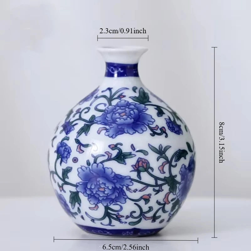 DXUIALOI Chinese antique mini applique small vase ceramic crafts living room desktop hydroponic vase home decoration