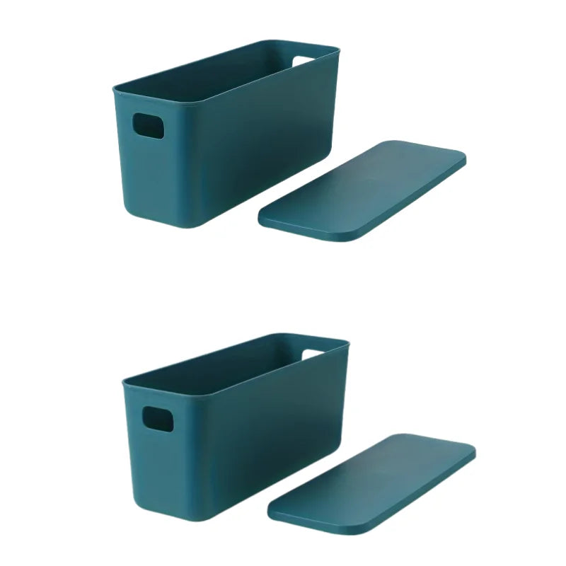 Rectangular Plastic Storage Basket with Cover, Ideal for Tidying Underwear and Small Clothing Items in Drawers