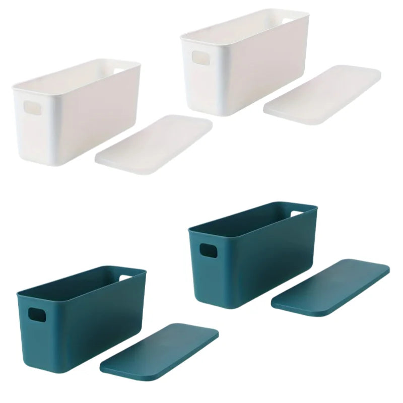 Rectangular Plastic Storage Basket with Cover, Ideal for Tidying Underwear and Small Clothing Items in Drawers