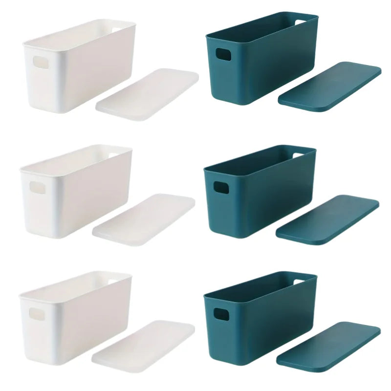 Rectangular Plastic Storage Basket with Cover, Ideal for Tidying Underwear and Small Clothing Items in Drawers