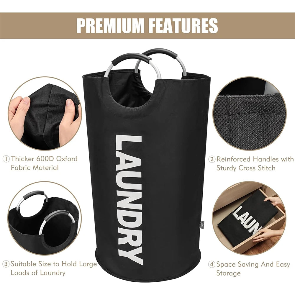 LMETJMA 90L Large Laundry Basket Waterproof Laundry Hamper Collapsible Tall Clothes Hamper Family Foldable Washing Bin