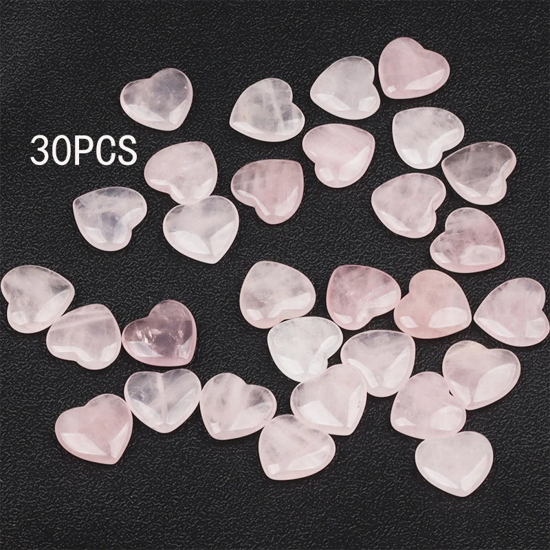 15/30/50PCS 20MM Heart Shape Stone Crystal Rose Quartz Love Healing Stones Irregular Mineral Gravel Specimen Home Garden Decor