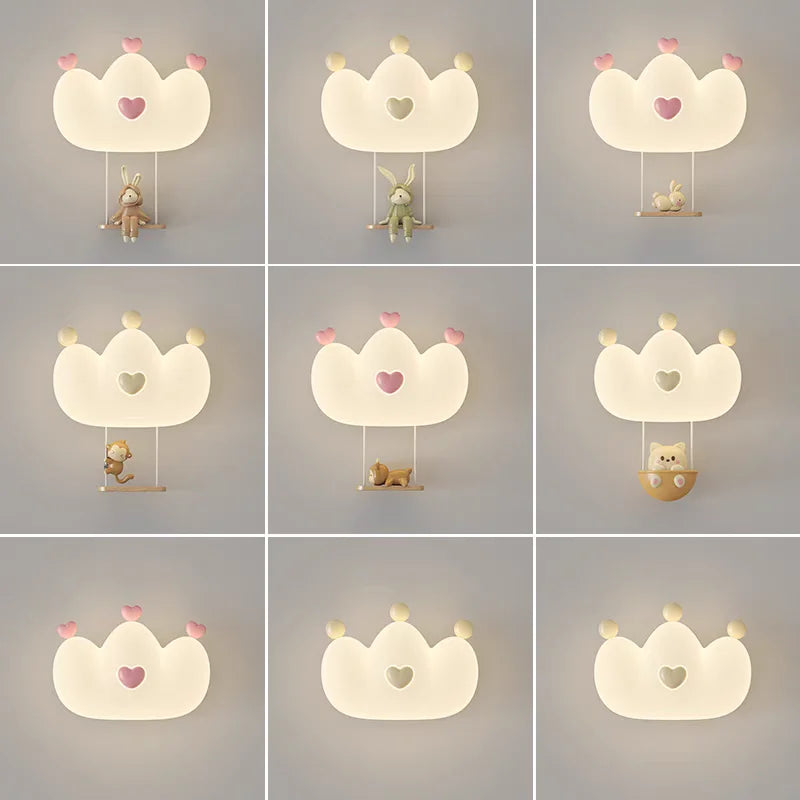 JIANKEXING New Cloud Wall Lamps Cream Style Cartoon Bedroom Bedhead Eye Protection Study Children's Room Warm Lighting Fixtures