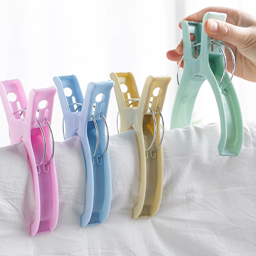 1-4Pcs Large Beach Towel Clips Plastic Reusable Non-Slip Fixed Laundry Sunbed Lounger Clothes Pegs Home Bathroom Organization