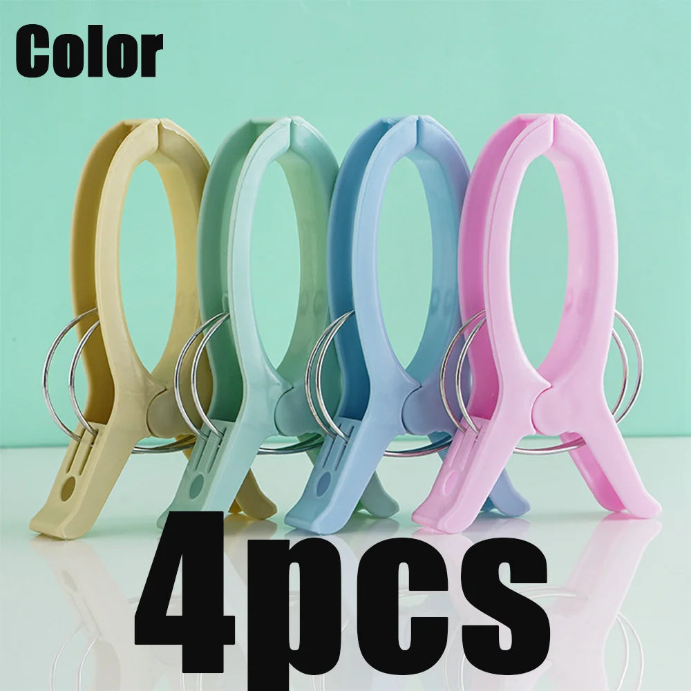 1-4Pcs Large Beach Towel Clips Plastic Reusable Non-Slip Fixed Laundry Sunbed Lounger Clothes Pegs Home Bathroom Organization