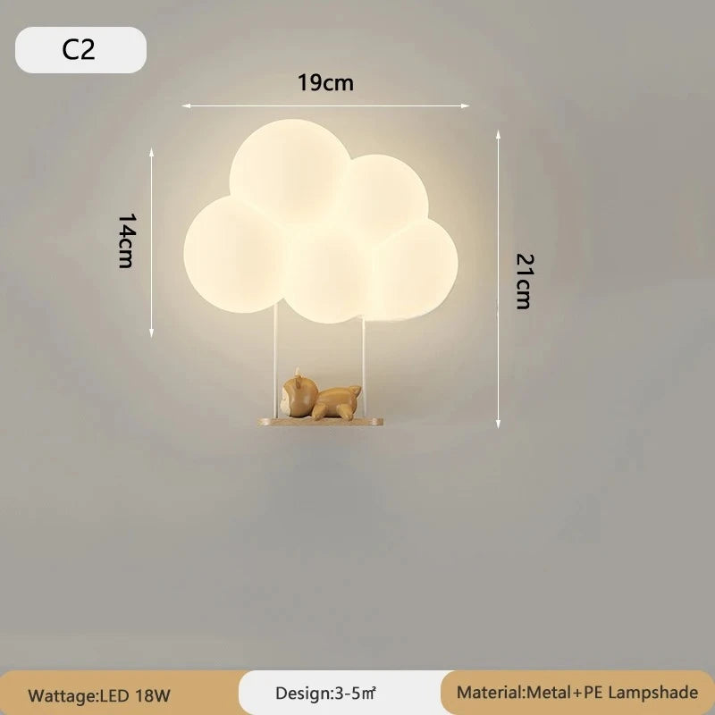 JIANKEXING New Cloud Wall Lamps Cream Style Cartoon Bedroom Bedhead Eye Protection Study Children's Room Warm Lighting Fixtures