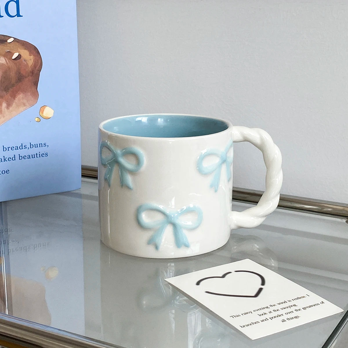 Pink Ceramic Mug with Bowknot