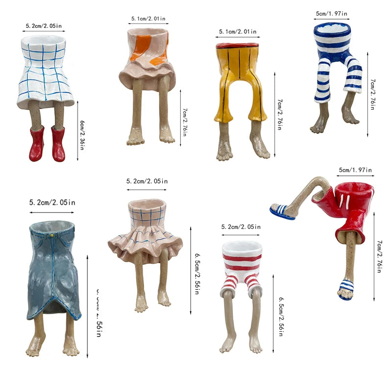 1 Pcs Funny Dangling Legs Ceramic Planter Pot home and shelf Decor