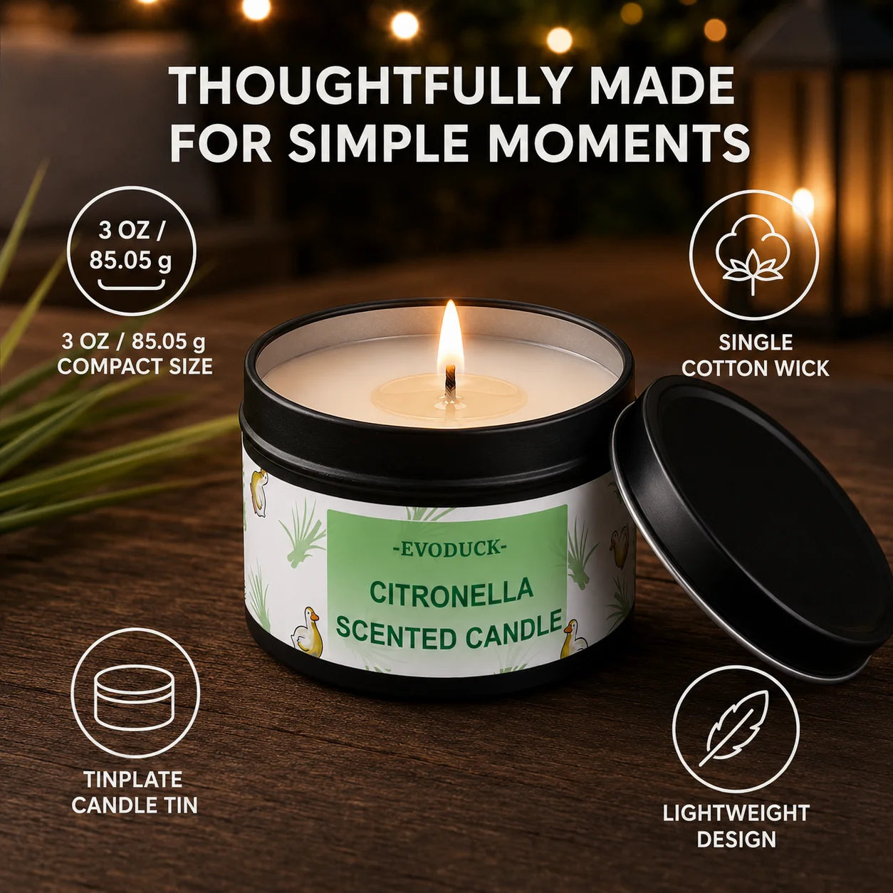 Citronella Candle Outdoor, Fresh Lemongrass Scented Candle for Backyard Patio Garden BBQ Picnic Camping Summer Party Home Decor