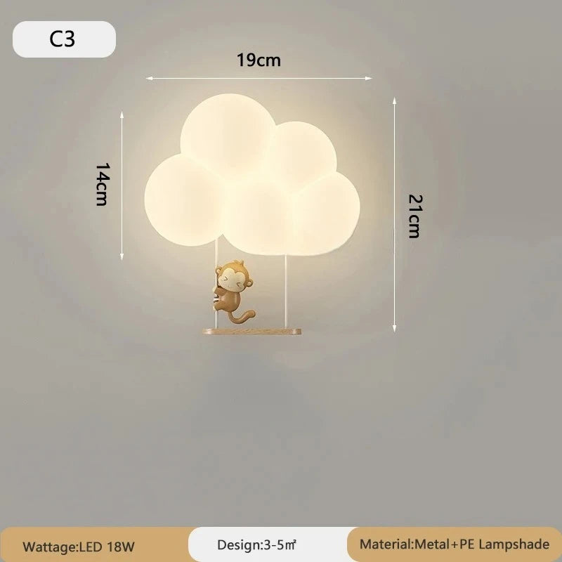 JIANKEXING New Cloud Wall Lamps Cream Style Cartoon Bedroom Bedhead Eye Protection Study Children's Room Warm Lighting Fixtures