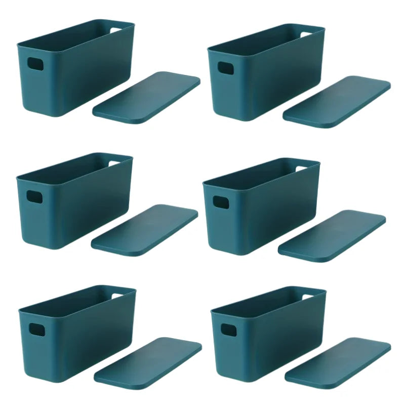 Rectangular Plastic Storage Basket with Cover, Ideal for Tidying Underwear and Small Clothing Items in Drawers