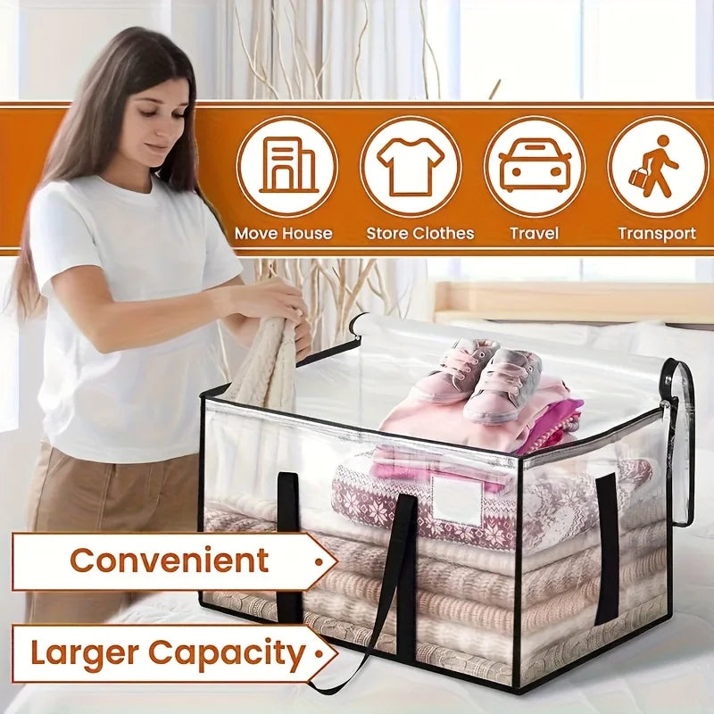 Large Capacity Storage Bag, Transparent and Visible, Clothes, Blankets, Handbags, Used for Moving Supplies, Various Items