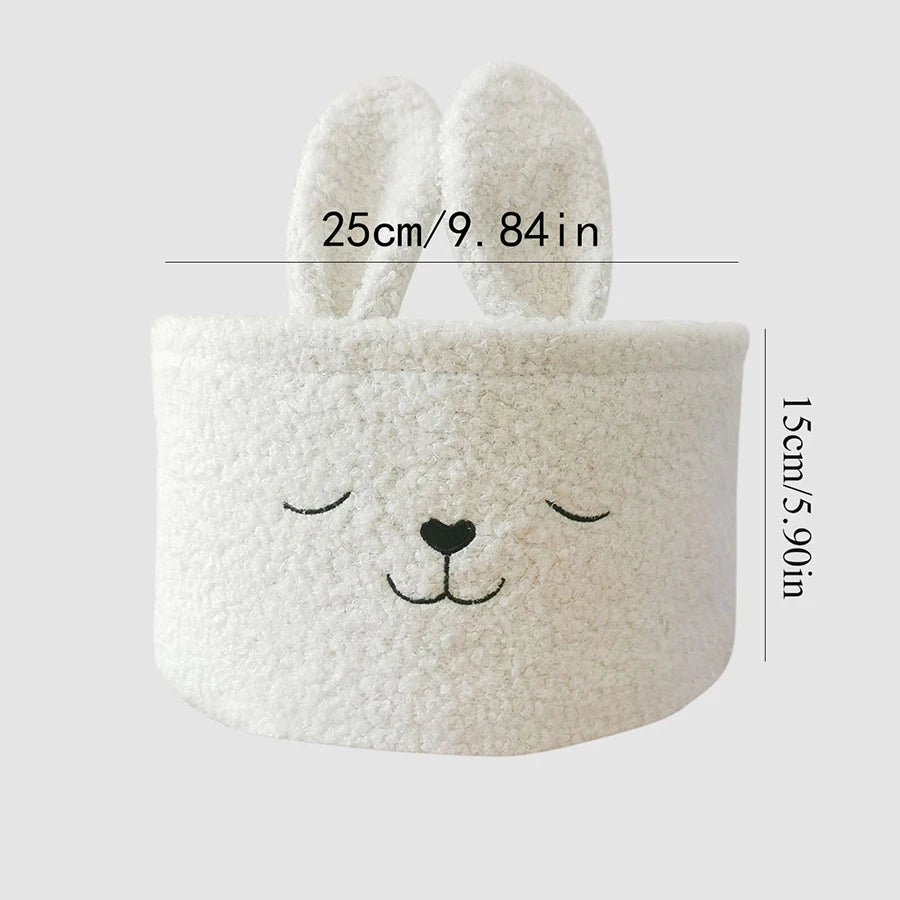Soft Plush Sundries Storage Baskets Multi-Purpose Rabbit Ears Organizer Bag Cute Embroidery Toys Storage