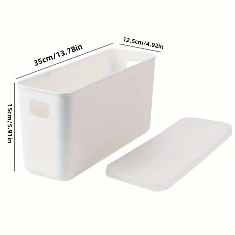 Rectangular Plastic Storage Basket with Cover, Ideal for Tidying Underwear and Small Clothing Items in Drawers