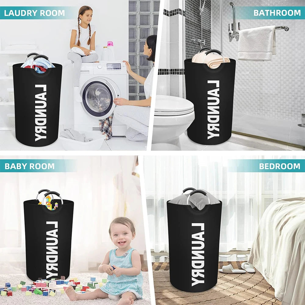 LMETJMA 90L Large Laundry Basket Waterproof Laundry Hamper Collapsible Tall Clothes Hamper Family Foldable Washing Bin