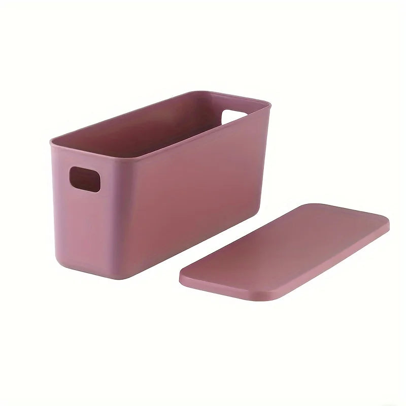 Rectangular Plastic Storage Basket with Cover, Ideal for Tidying Underwear and Small Clothing Items in Drawers