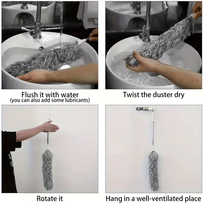 One Piece of a Flexible Handle Microfiber Dust Cleaning Brush, a Retractable Spider Web Sweeper, And a Feather Duster Designed F
