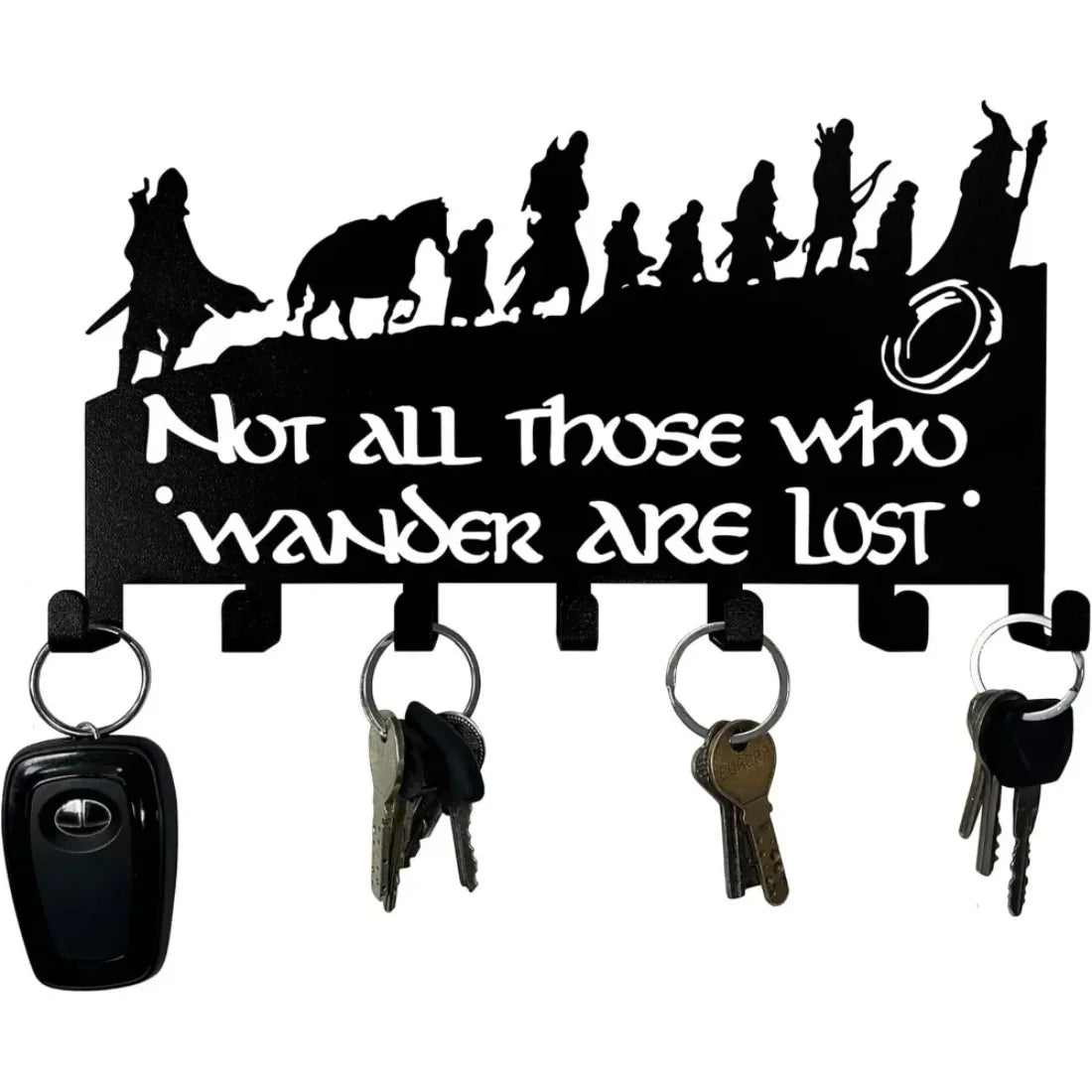 Wall Mount Key Holder Metal, Decorative Key Organizer with Hooks for Home Storage