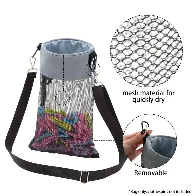 Clothespin Storage Bag Hanging Grid Clothespin Storage Bag Outdoor Drawstring Clothespin Organization Bag Household Supplies