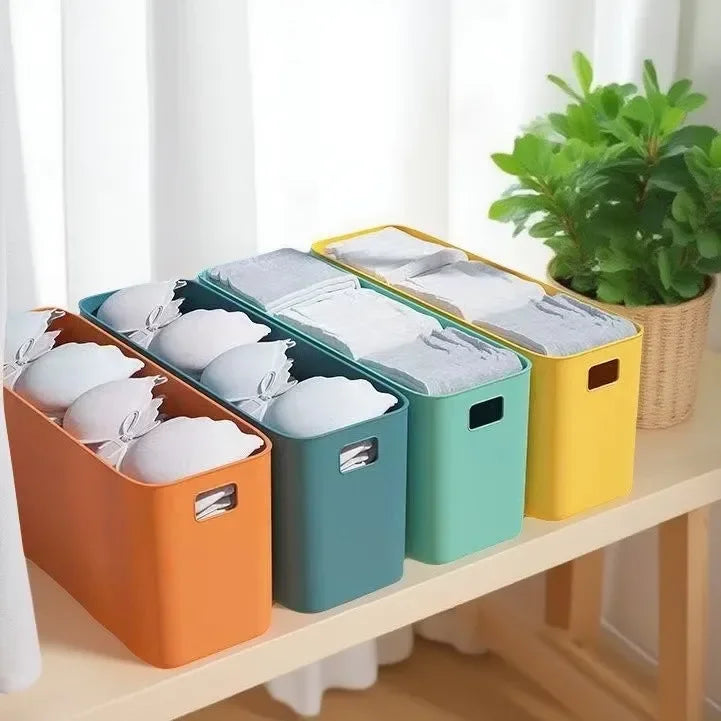 Rectangular Plastic Storage Basket with Cover, Ideal for Tidying Underwear and Small Clothing Items in Drawers