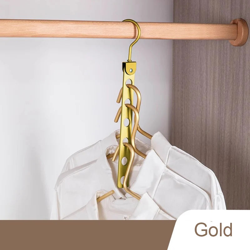 6/7/8 Holes Storage Rack for Clothes Hanger Organizer Foldable Rotatable Metal Hangers Storage Rack Wardrobe Space Saver Hook
