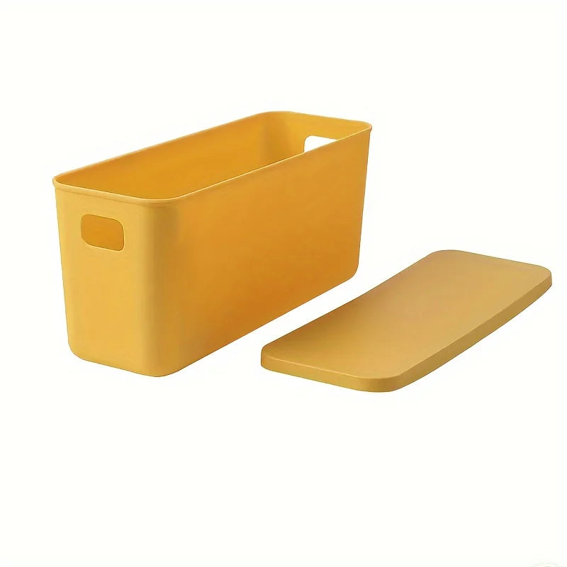 Rectangular Plastic Storage Basket with Cover, Ideal for Tidying Underwear and Small Clothing Items in Drawers