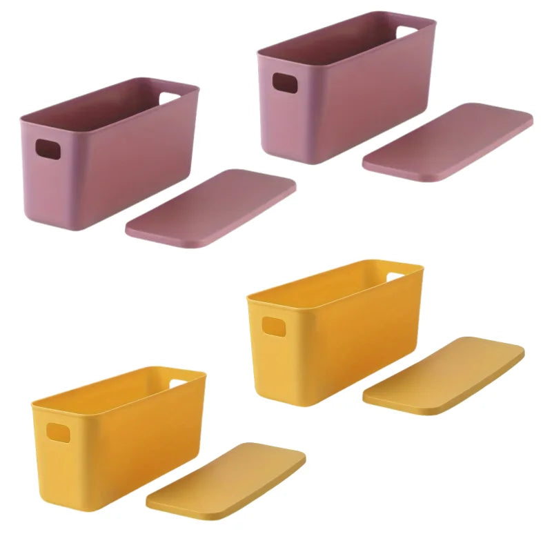 Rectangular Plastic Storage Basket with Cover, Ideal for Tidying Underwear and Small Clothing Items in Drawers