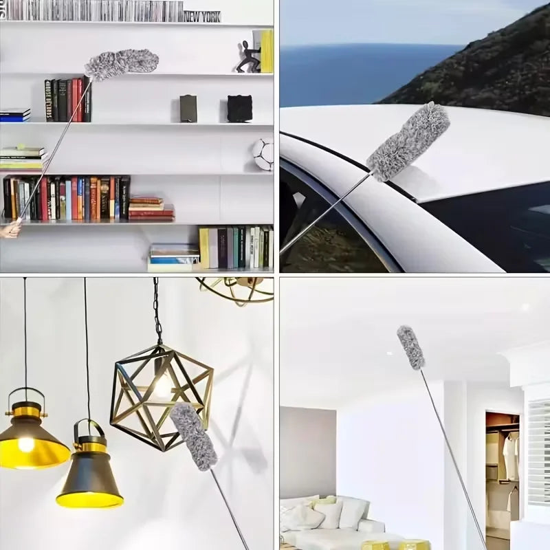 One Piece of a Flexible Handle Microfiber Dust Cleaning Brush, a Retractable Spider Web Sweeper, And a Feather Duster Designed F