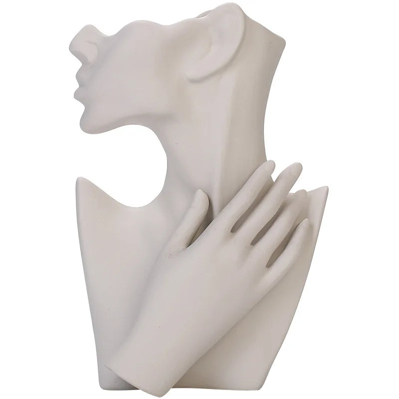 human ceramic vase minimalist dry flower decor nordic modern home ornament plain fired living room office stylish decoration
