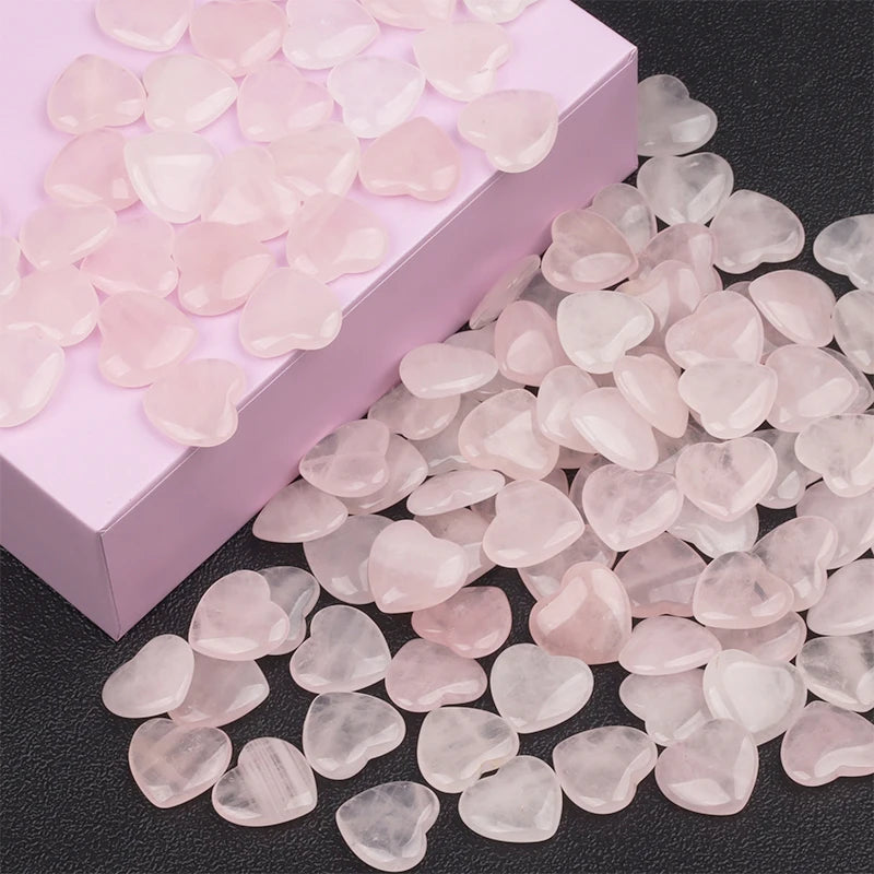 15/30/50PCS 20MM Heart Shape Stone Crystal Rose Quartz Love Healing Stones Irregular Mineral Gravel Specimen Home Garden Decor