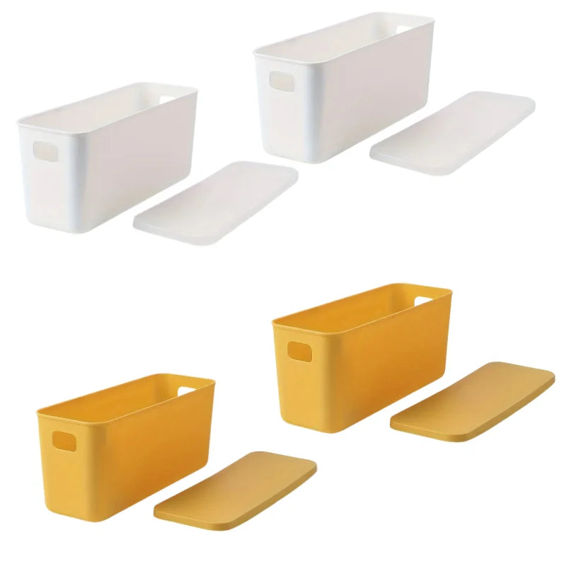 Rectangular Plastic Storage Basket with Cover, Ideal for Tidying Underwear and Small Clothing Items in Drawers