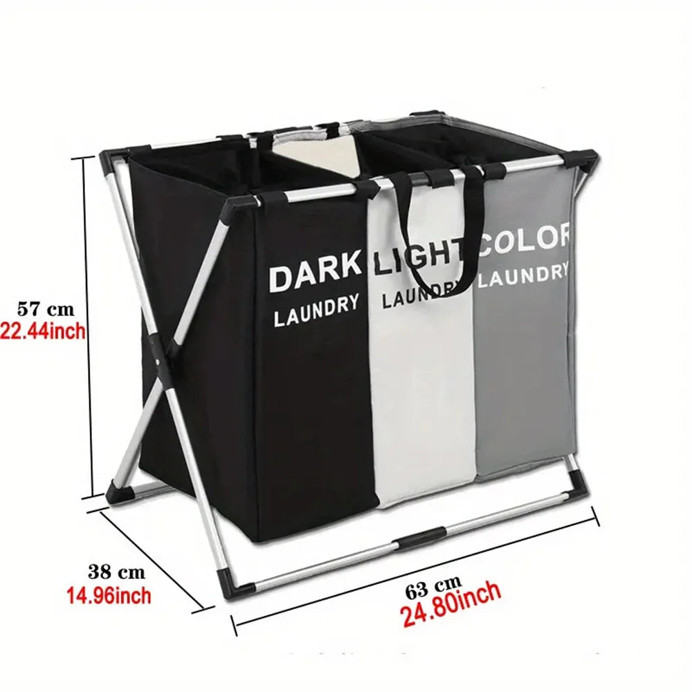 1-3Grids Laundry Basket Foldable