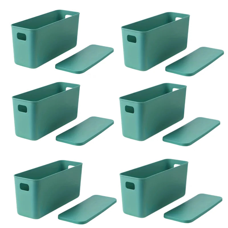 Rectangular Plastic Storage Basket with Cover, Ideal for Tidying Underwear and Small Clothing Items in Drawers