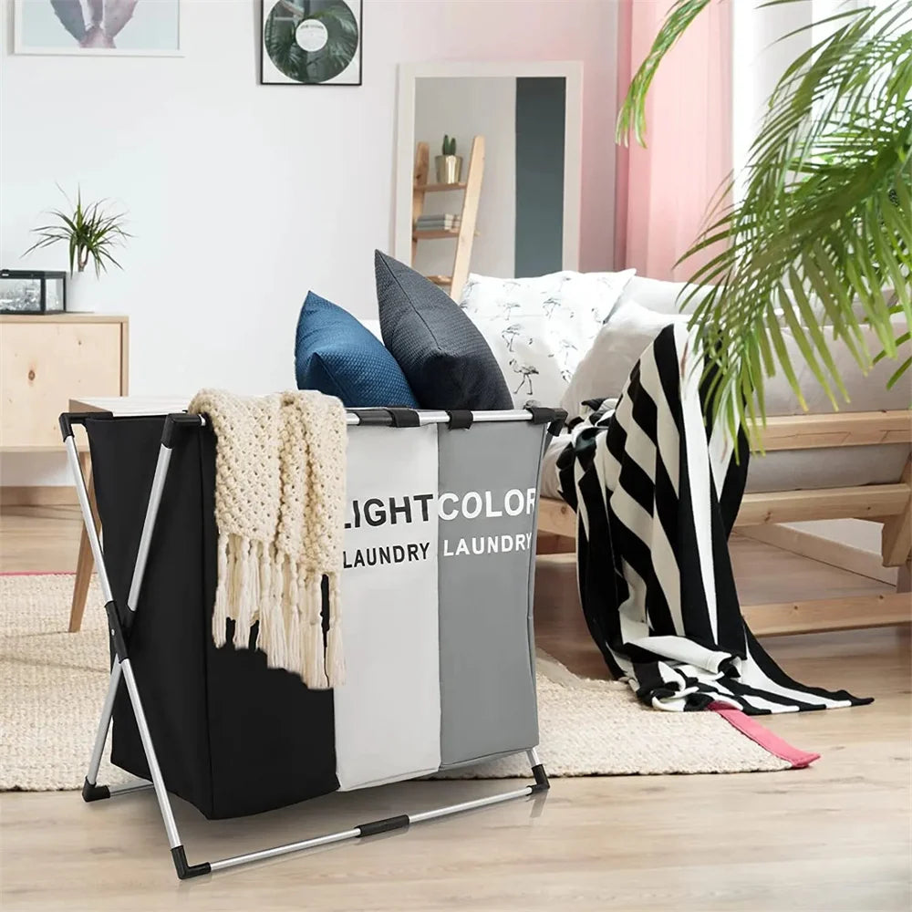 1-3Grids Laundry Basket Foldable
