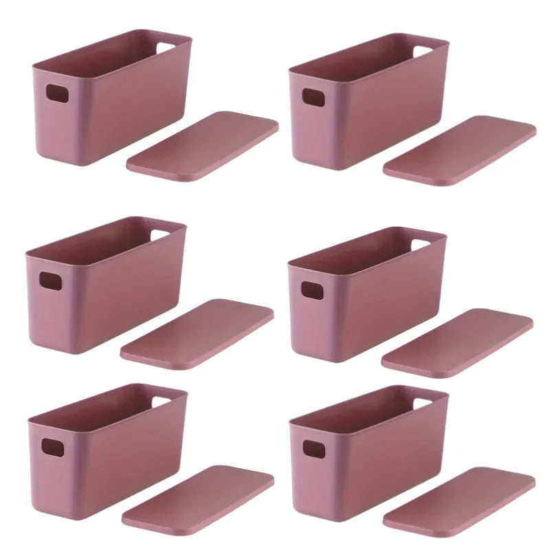Rectangular Plastic Storage Basket with Cover, Ideal for Tidying Underwear and Small Clothing Items in Drawers