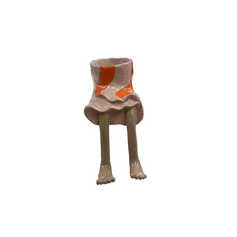 1 Pcs Funny Dangling Legs Ceramic Planter Pot home and shelf Decor
