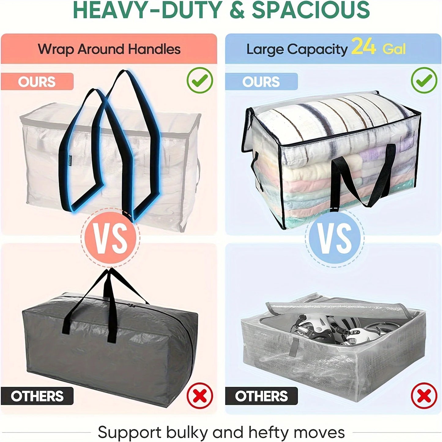 Large Capacity Storage Bag, Transparent and Visible, Clothes, Blankets, Handbags, Used for Moving Supplies, Various Items