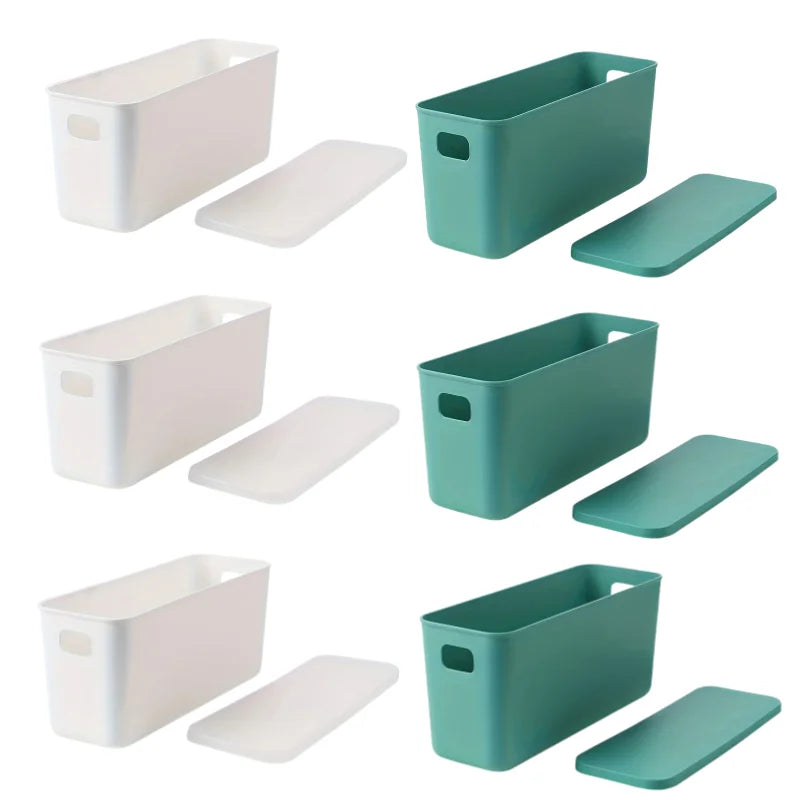 Rectangular Plastic Storage Basket with Cover, Ideal for Tidying Underwear and Small Clothing Items in Drawers