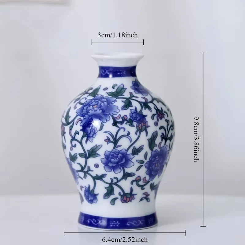 DXUIALOI Chinese antique mini applique small vase ceramic crafts living room desktop hydroponic vase home decoration